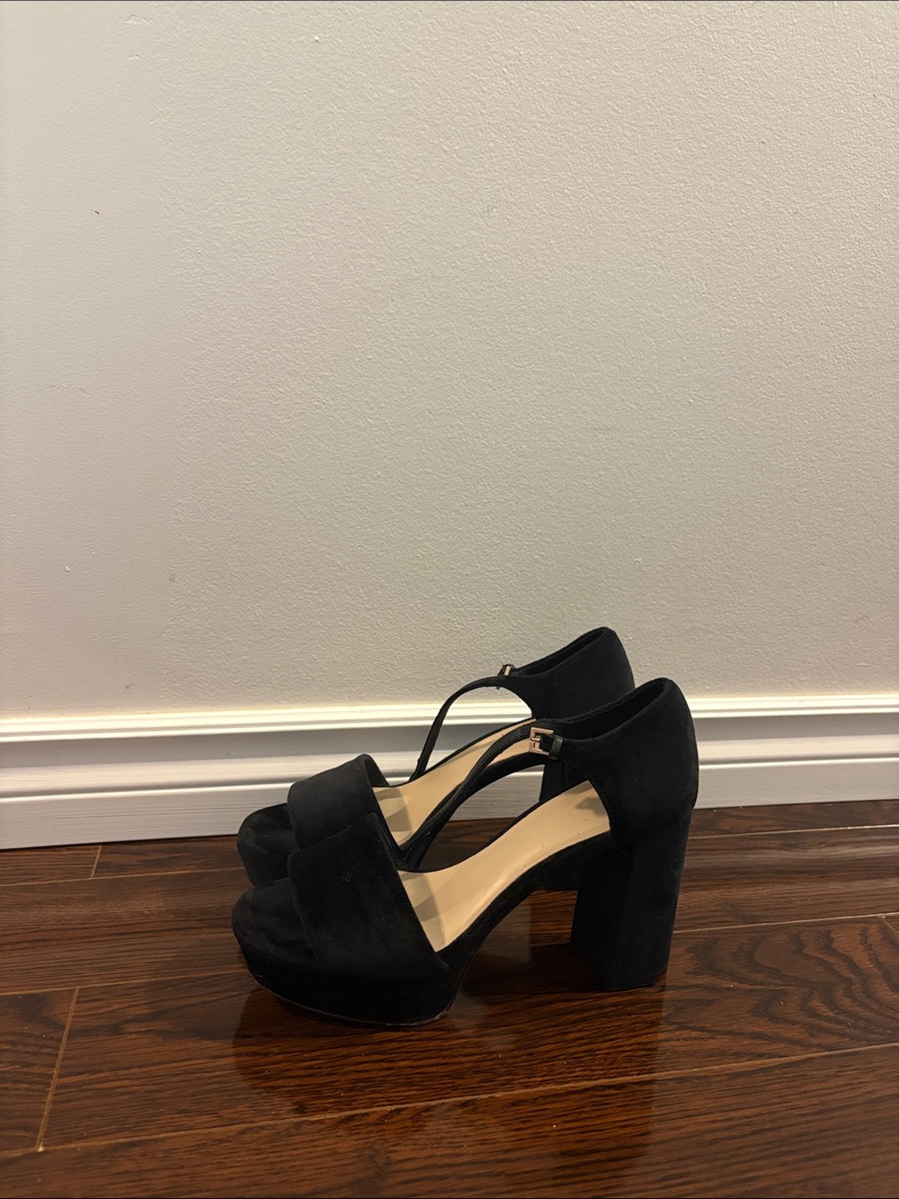 Ted Baker London Black Suede Platform Block Heel Sandals